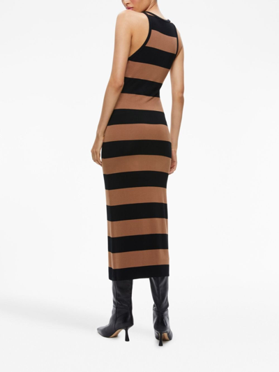 Shop Alice And Olivia Pania Striped Midi Dress In Brown