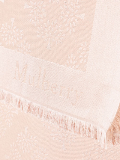 Shop Mulberry Tree Square Monogram-pattern Scarf In Pink