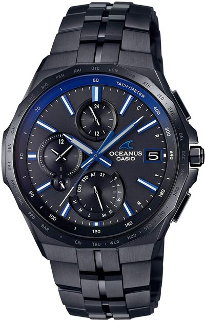 Pre-owned Casio Oceanus Manta Ocw-s5000b-1ajf Black Solar Radio Bluetooth Men Watch Japan