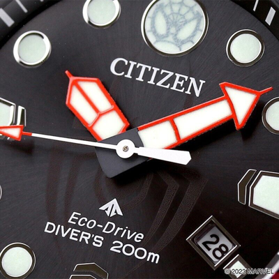 Pre-owned Citizen Promaster Bn0255-03e Marvel Spider-man Black Eco-drive Men Watch Limited