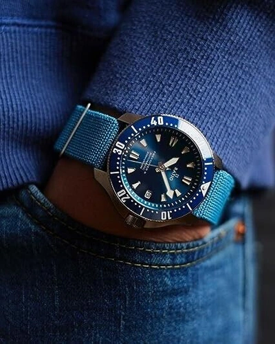 Pre-owned Ratio Freediver X Automatic Diver's Blue Dial Case 40mm Rtx003 Men's Watch 200m
