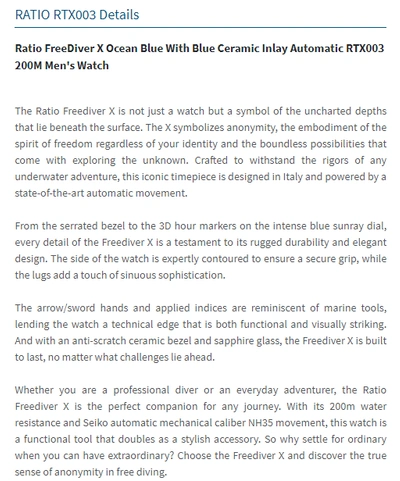 Pre-owned Ratio Freediver X Automatic Diver's Blue Dial Case 40mm Rtx003 Men's Watch 200m