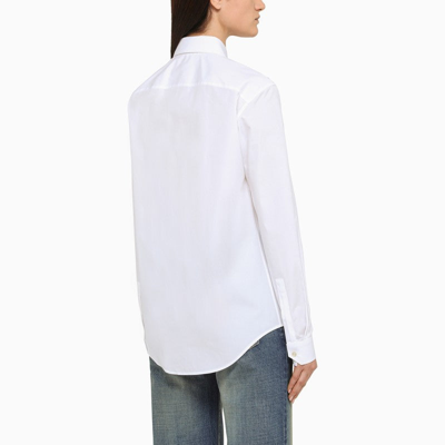 Shop Saint Laurent White Popeline Cotton Shirt Women