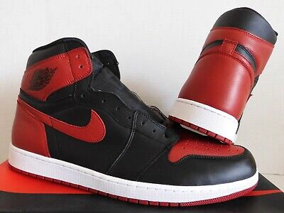 Pre-owned Jordan Nike Air  1 Retro High Og "bred Banned" Black-var Red Sz 18 [555088-001]