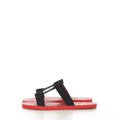 Pre-owned Christian Louboutin 450$ Surf Sandals In Red/black/white