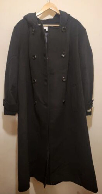 Pre-owned Anne Klein Women Plus Hood Double Breasted Maxi Cashmere Blend Coat Black Sz 2x