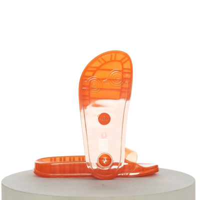 Pre-owned Gucci 450$ Men's Slide Sandals -  Logo, Transparent Orange Rubber