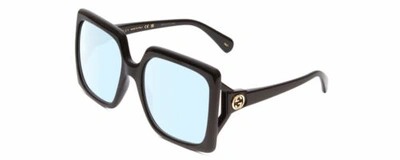 Pre-owned Black Gucci Gg0876s Womens Square Designer Blue Light Blocking Glasses  Gold 60mm