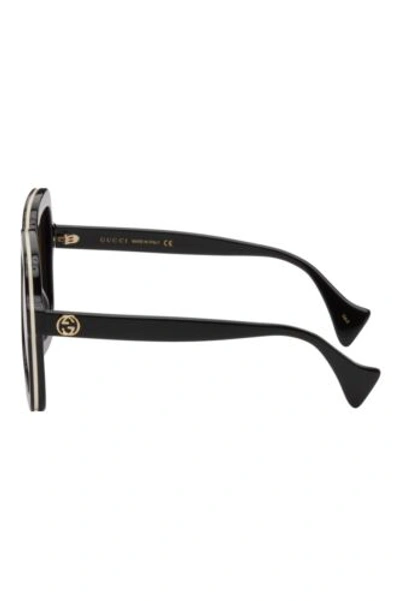 Pre-owned Gucci Gg1241s 001 Black Brown Lens Women Sunglasses Large Authentic