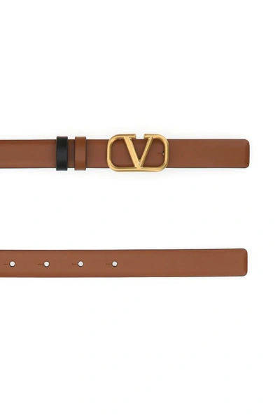 Shop Valentino Garavani Woman Brown Leather Vlogo Reversible Belt
