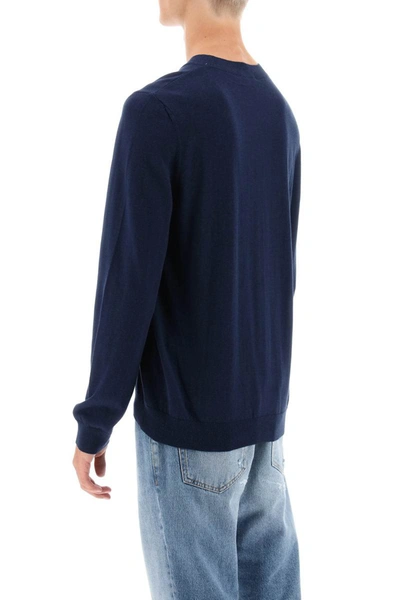 Shop Apc A.p.c. Crew-neck Cotton Sweater In Blue