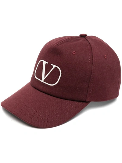 Shop Valentino Garavani Caps & Hats In Deep Bordeaux/avorio