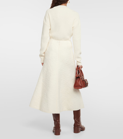Shop Chloé Wool-blend Midi Skirt In White