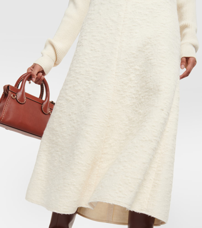 Chloé Alpaca Boucle Flared Midi Skirt In White