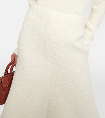 Shop Chloé Wool-blend Midi Skirt In White