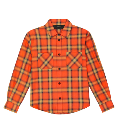 Amiri Embroidered Flannel Shirt In Red