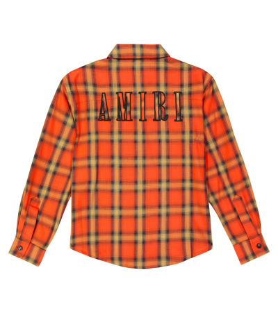 Amiri Embroidered Flannel Shirt In Red