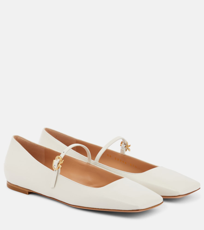Shop Gianvito Rossi Christina 05 Leather Ballet Flats In White