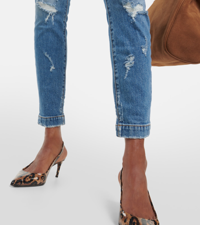 Shop Dolce & Gabbana Distressed Skinny Jeans In Blue