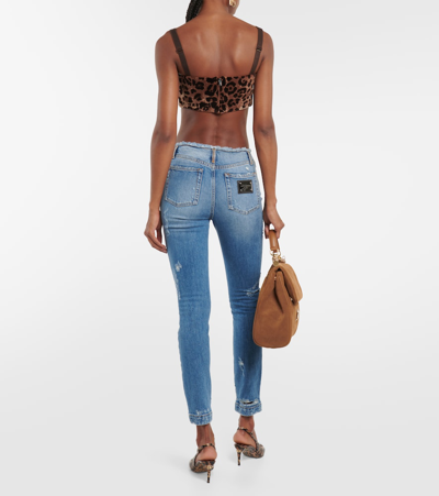 Shop Dolce & Gabbana Distressed Skinny Jeans In Blue