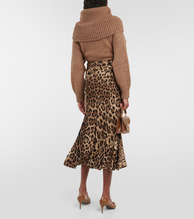 Shop Dolce & Gabbana Leopard-print Jersey Midi Skirt In Multicoloured