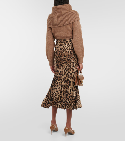 Dolce & Gabbana Dolce&gabbana Leopard Print Stretch Cady A-line Skirt In Multicoloured