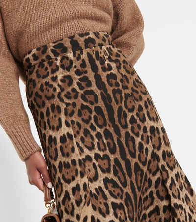 Shop Dolce & Gabbana Leopard-print Jersey Midi Skirt In Multicoloured