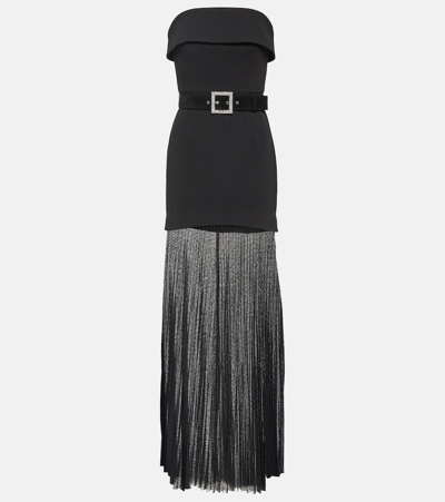 Shop Rebecca Vallance Yvonne Strapless Crêpe And Tulle Gown In Black