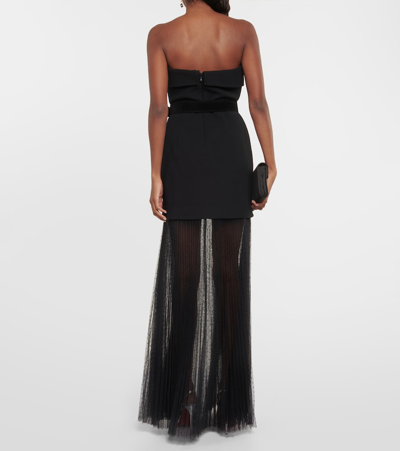 Shop Rebecca Vallance Yvonne Strapless Crêpe And Tulle Gown In Black