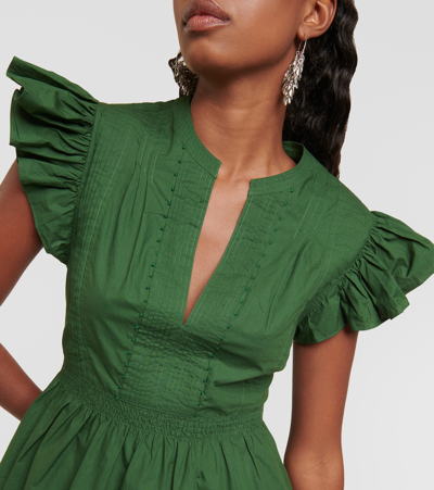 Ulla Johnson Luise Cotton Poplin Top In Green