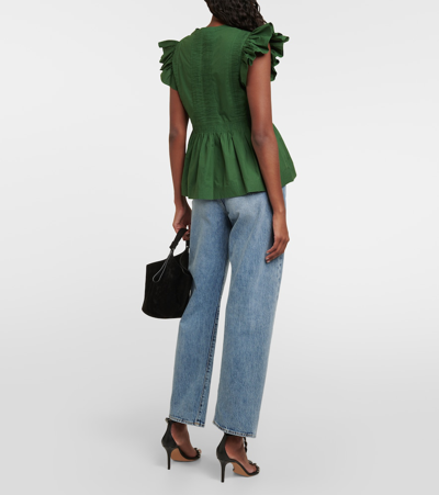 Ulla Johnson Luise Cotton Poplin Top In Green