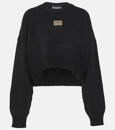 Shop Dolce & Gabbana Logo Wool And Cashmere Sweater In Black