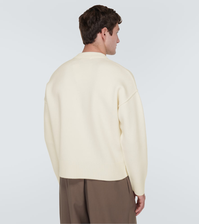 Ami Alexandre Mattiussi Ami Paris Ami Heart Design Wool Sweater In Intarsia Knit In White