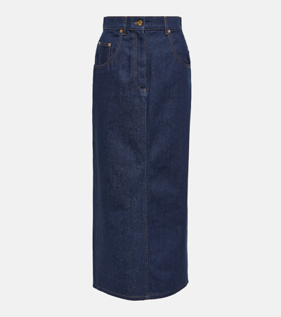 Shop Nina Ricci Denim Maxi Skirt In Blue