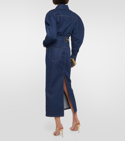 Shop Nina Ricci Denim Maxi Skirt In Blue