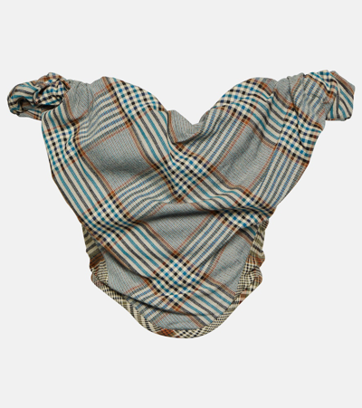 Shop Vivienne Westwood Checked Bustier Crêpe Top In Multicoloured
