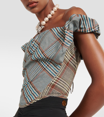 Shop Vivienne Westwood Checked Bustier Crêpe Top In Multicoloured