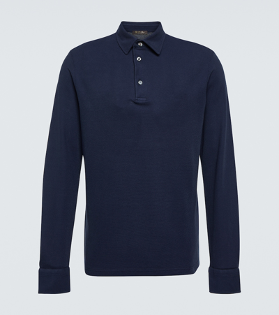 Shop Loro Piana Cotton Piqué Polo Shirt In Blue