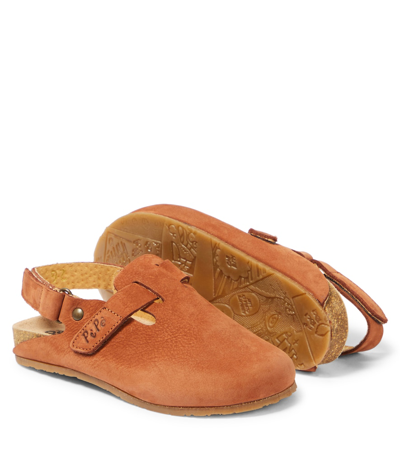 Shop Pèpè Lucio Slingback Leather Clogs In Brown