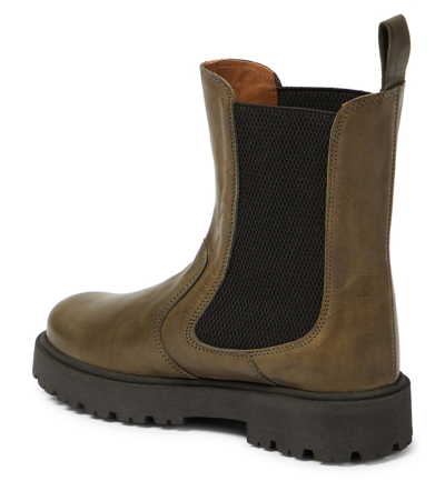 Pèpè Leather Chelsea Boots In Green
