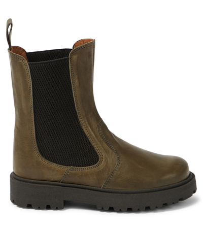 Shop Pèpè Leather Chelsea Boots In Green