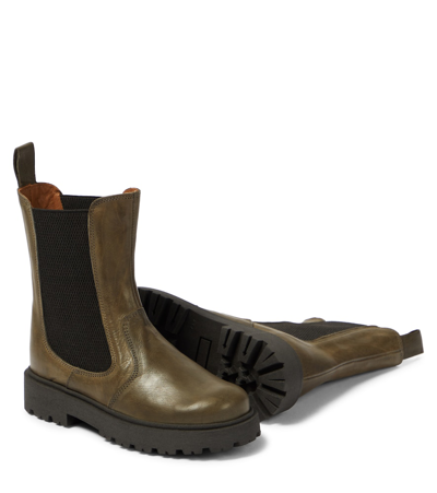 Shop Pèpè Leather Chelsea Boots In Green