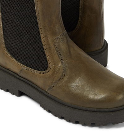 Shop Pèpè Leather Chelsea Boots In Green