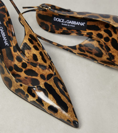 Shop Dolce & Gabbana Lollo Printed Leather Slingback Pumps In Multicoloured
