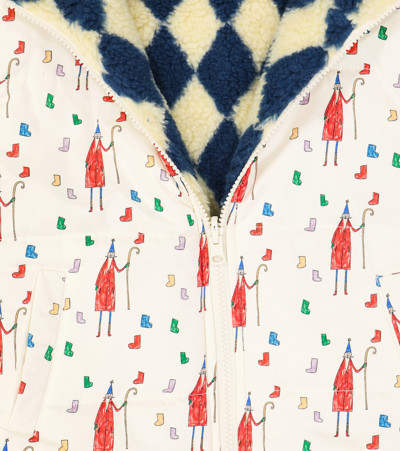 Jellymallow Reversible Printed Fleece Vest In White