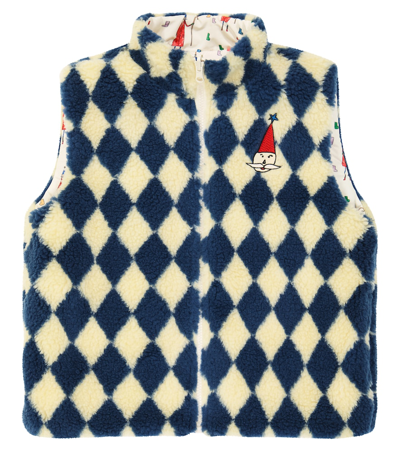 Jellymallow Reversible Printed Fleece Vest In White