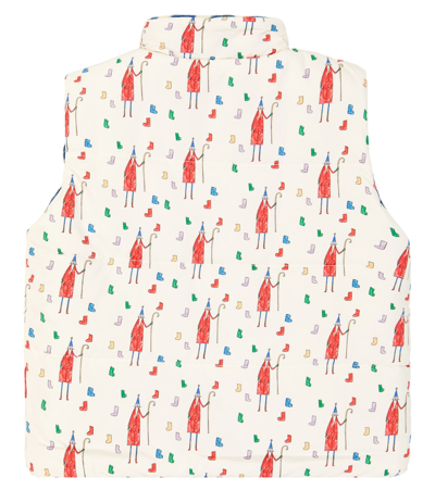 Jellymallow Reversible Printed Fleece Vest In White