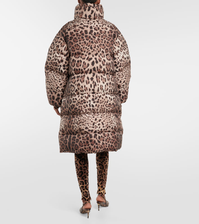 Shop Dolce & Gabbana Leopard-print Puffer Coat In Multicoloured