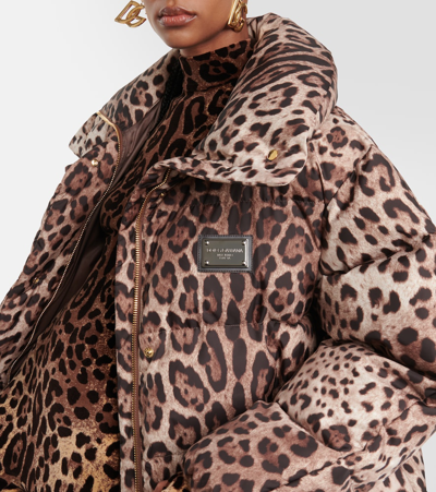Shop Dolce & Gabbana Leopard-print Puffer Coat In Multicoloured