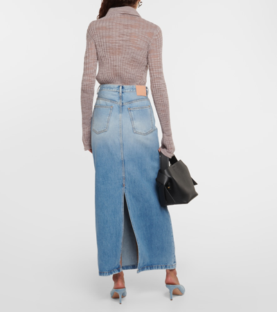 Shop Acne Studios Mid-rise Denim Maxi Skirt In Blue